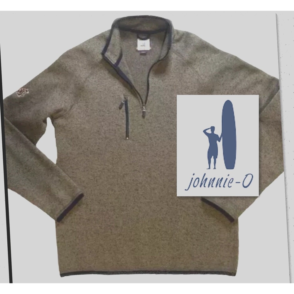 Johnnie-O Men's Small Gray Blue Pullover 1/4 Zip Sweater Fleece WSU Logo